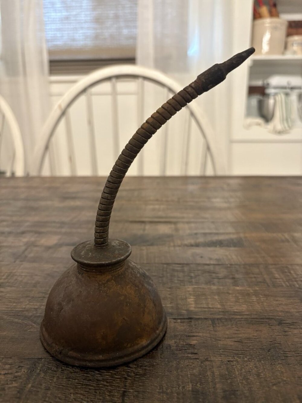 Oil Can Flexible Gooseneck Spout Nozzle Metal Vintage
